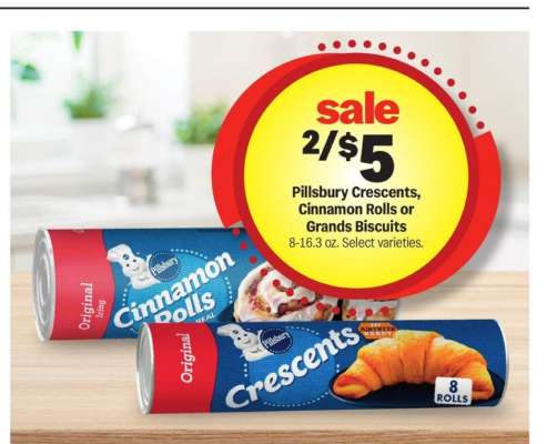 Pillsbury Crescents, Cinnamon Rolls or Grands Biscuits