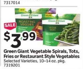 Green Giant Vegetable Spirals, Tots, Fries or Restaurant Style Vegetables