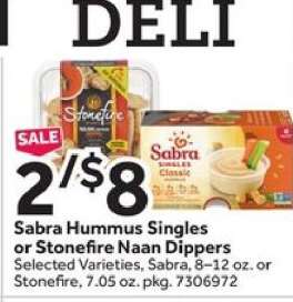 Sabra Hummus Singles or Stonefire Naan Dippers
