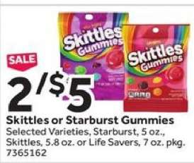 Skittles or Starburst Gummies