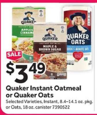 Quaker Instant Oatmeal or Quaker Oats