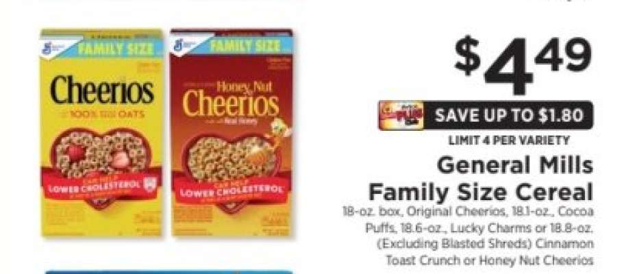 General Mills Family Size Cereal