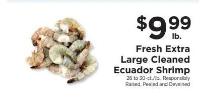 Fresh Extra Large Cleaned Ecuador Shrimp