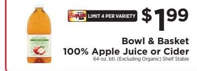 Bowl & Basket 100% Apple Juice or Cider