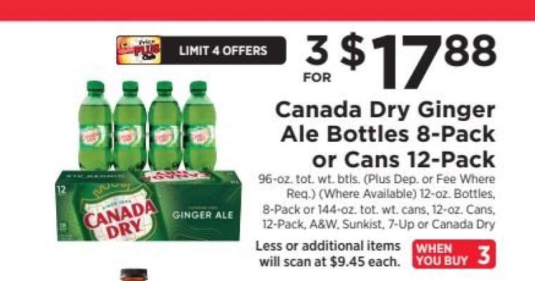 Canada Dry Ginger Ale Bottles 8-Pack or Cans 12-Pack