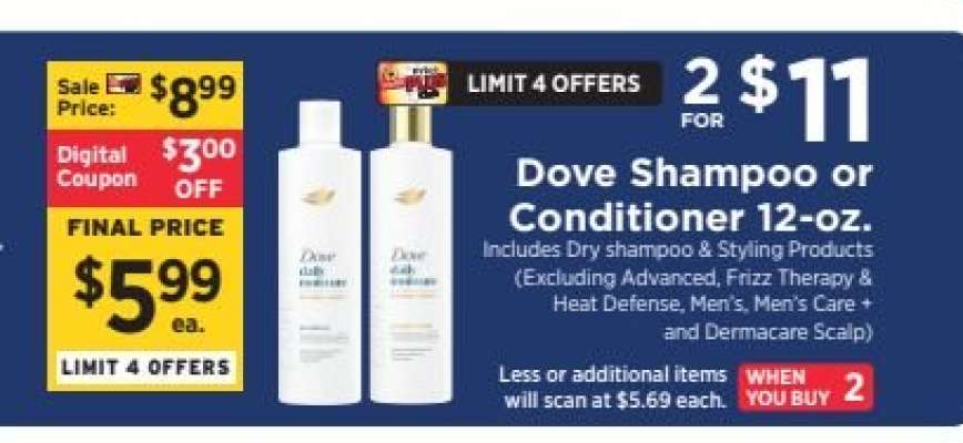 Dove Shampoo or Conditioner 12 oz