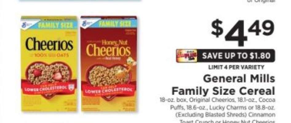 General Mills Family Size Cereal