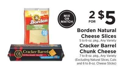Borden Natural Cheese Slices & Cracker Barrel Chunk Cheese
