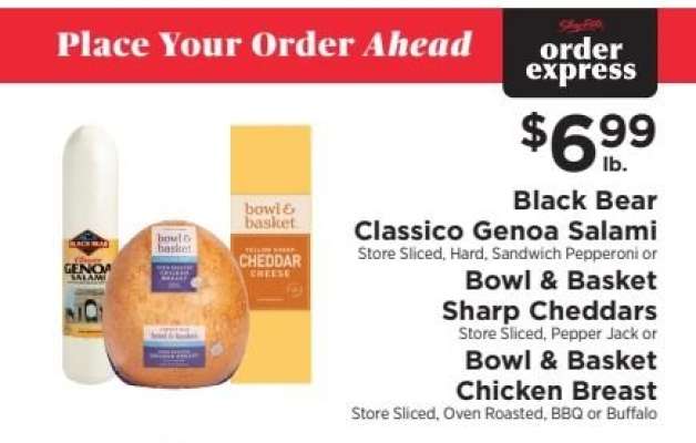 Black Bear Classico Genoa Salami or Bowl & Basket Sharp Cheddars or Bowl & Basket Chicken Breast