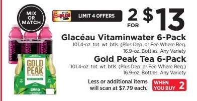 Glacéau Vitaminwater 6-Pack, Gold Peak Tea 6-Pack