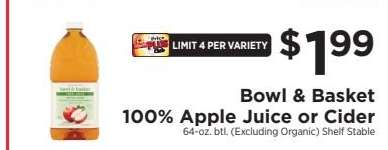 Bowl & Basket 100% Apple Juice or Cider