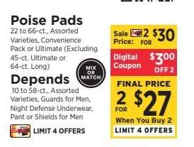 Poise Pads or Depends