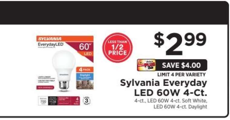 Sylvania Everyday LED 60W 4-Ct.