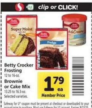 Betty Crocker Frosting, Brownie or Cake Mix