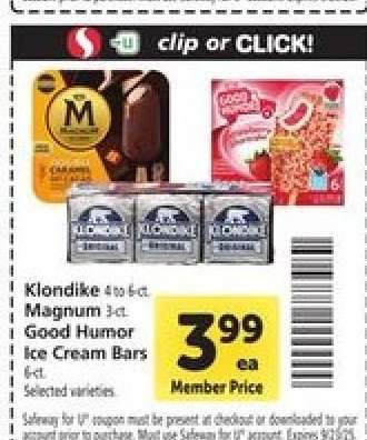 Klondike, Magnum, Good Humor Ice Cream Bars