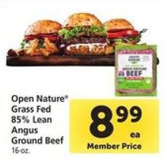 Open Nature Grass Fed 85% Lean Angus Ground Beef