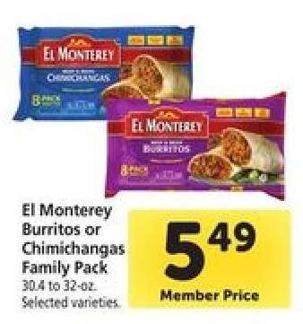 El Monterey Burritos or Chimichangas Family Pack