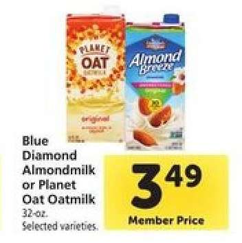 Blue Diamond Almondmilk or Planet Oat Oatmilk