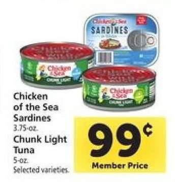 Chicken of the Sea Sardines / Chunk Light Tuna