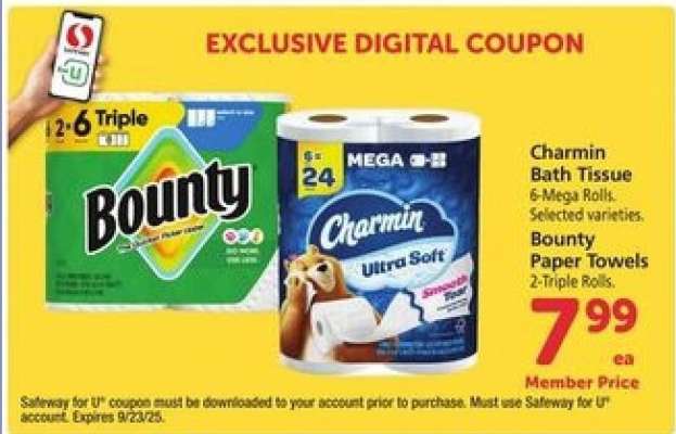 Charmin Bath Tissue, Bounty Paper Towels