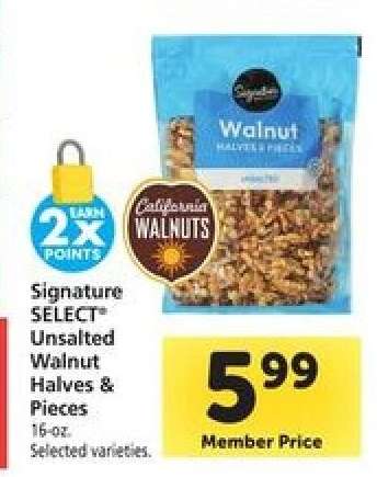 Signature SELECT Unsalted Walnut Halves & Pieces