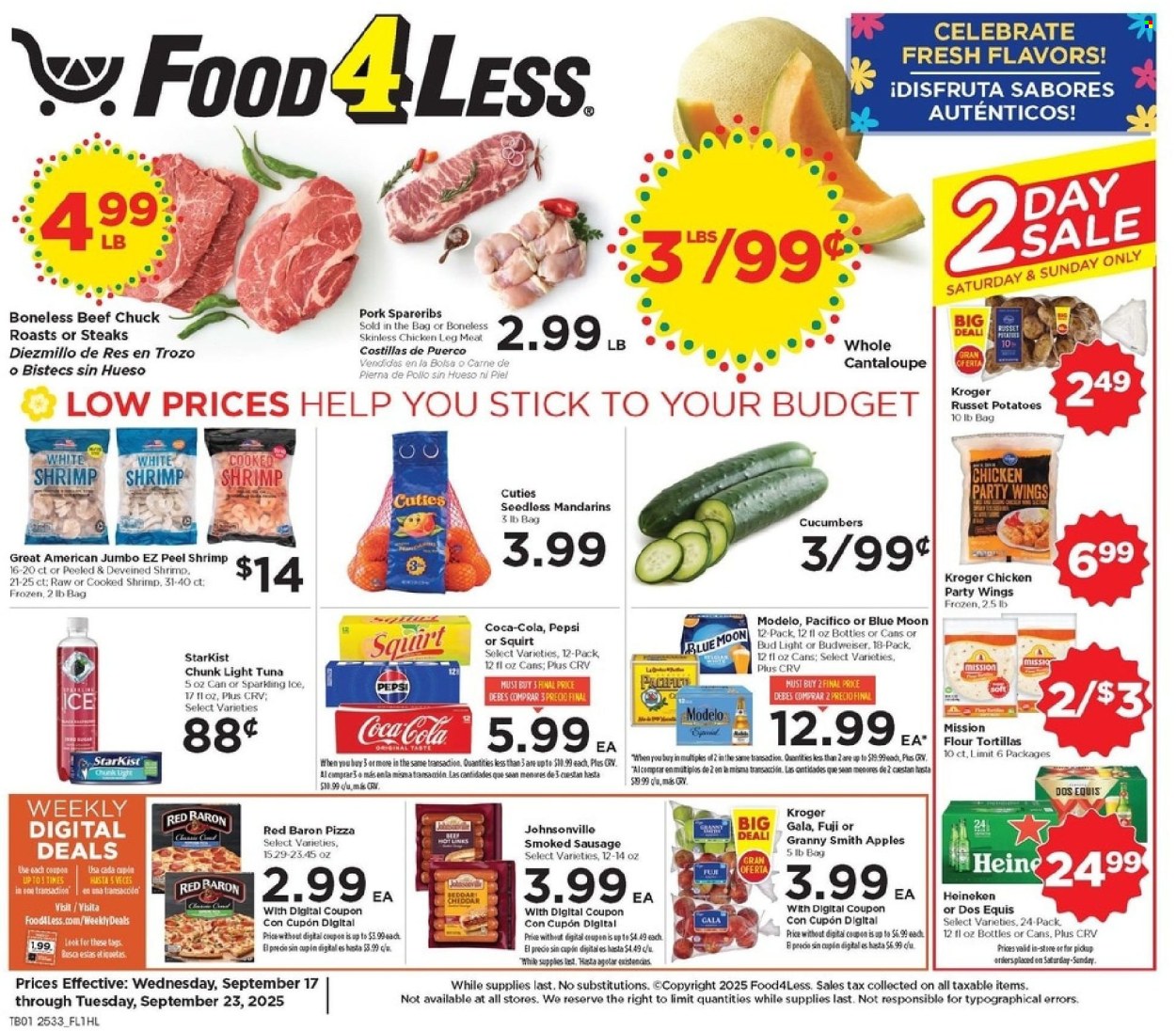 Food 4 Less ad - 09/17/2025 - 09/23/2025. Page 1