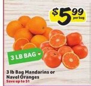 3 lb Bag Mandarins or Navel Oranges