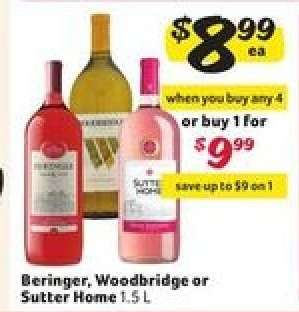 Beringer, Woodbridge or Sutter Home