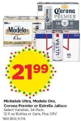 Michelob Ultra, Modelo Oro, Corona Premier or Estrella Jalisco