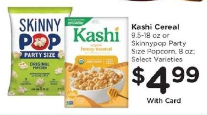 Kashi Cereal or Skinnypop Party Size Popcorn