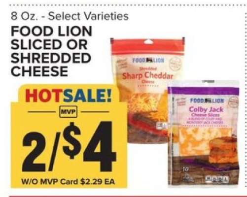 FOOD LION SLICED OR SHREDDED CHEESE