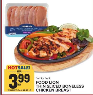 Food Lion Thin Sliced Boneless Chicken Breast