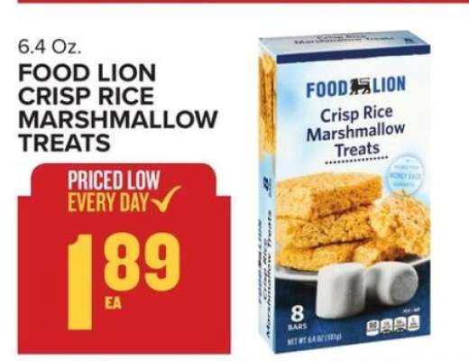 FOOD LION CRISP RICE MARSHMALLOW TREATS