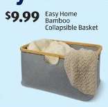 Easy Home Bamboo Collapsible Basket