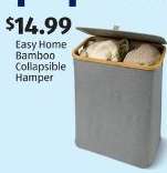 Easy Home Bamboo Collapsible Hamper