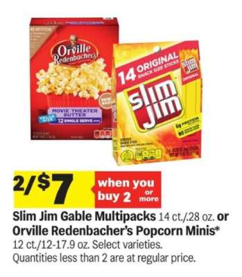 Slim Jim Gable Multipacks or Orville Redenbacher’s Popcorn Minis