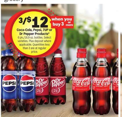 Coca-Cola, Pepsi, 7UP or Dr Pepper Products*