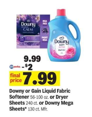 Downy or Gain Liquid Fabric Softener