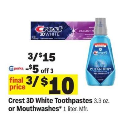 Crest 3D White Toothpastes or Mouthwashes