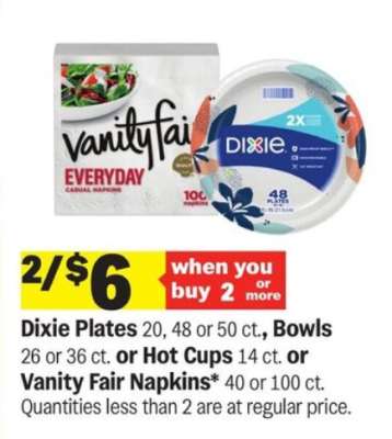 Dixie Plates or Vanity Fair Napkins