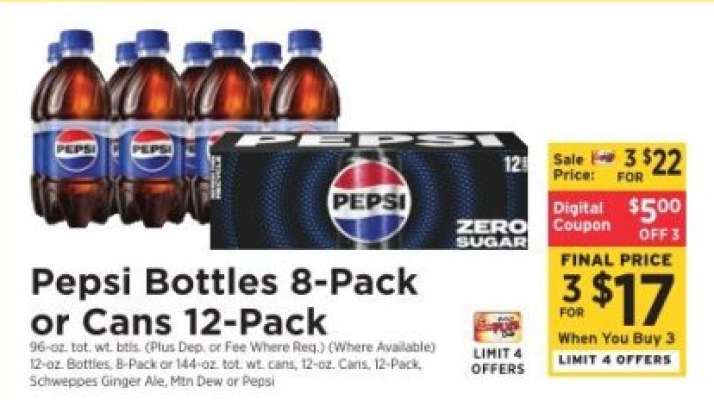 Pepsi Bottles 8-Pack or Cans 12-Pack