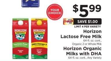 Horizon Lactose Free Milk / Horizon Organic Milks with DHA