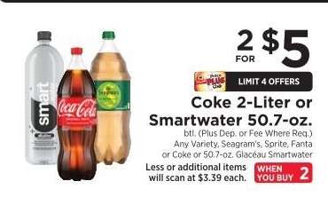 Coke 2-Liter or Smartwater 50.7-oz