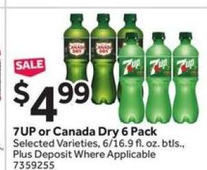 7UP or Canada Dry 6 Pack