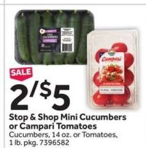 Stop & Shop Mini Cucumbers or Campari Tomatoes