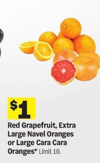 Red Grapefruit, Extra Large Navel Oranges or Large Cara Cara Oranges