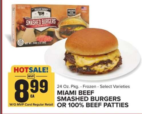Miami Beef Smashed Burgers or 100% Beef Patties