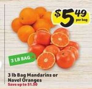 3 lb Bag Mandarins or Navel Oranges