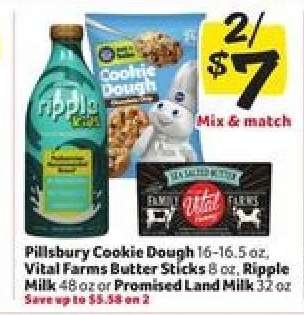 Pillsbury Cookie Dough, Vital Farms Butter Sticks, Ripple Milk, Promised Land Milk