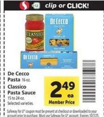 De Cecco Pasta & Classico Pasta Sauce